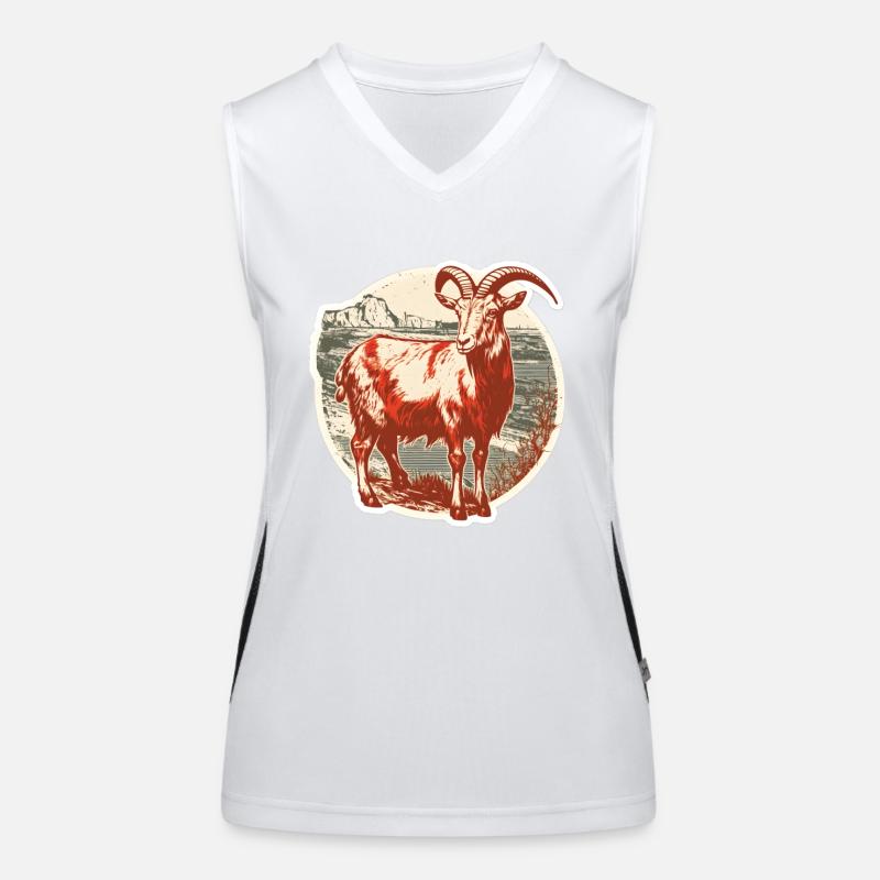 Geissbock rot und weiss Funktionelles Kontrast-Tank Top für Frauen