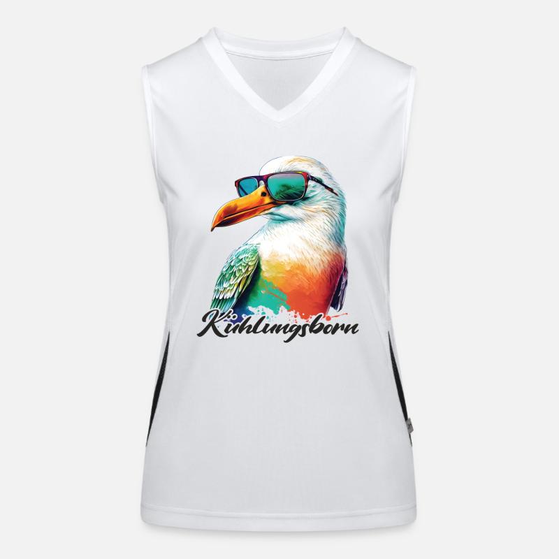 Kühlungsborn Urlaub coole Möwe mit Sonnenbrille Funktionelles Kontrast-Tank Top für Frauen
