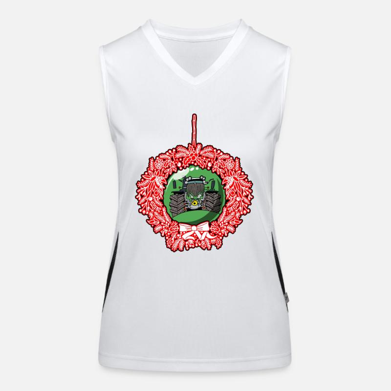 Weihnachtskranz Grün Traktor 512 Funktionelles Kontrast-Tank Top für Frauen