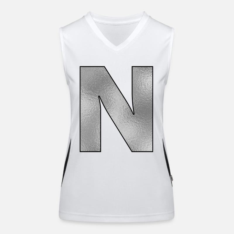 Letter N Silver Women's Functional Contrast Tank Top