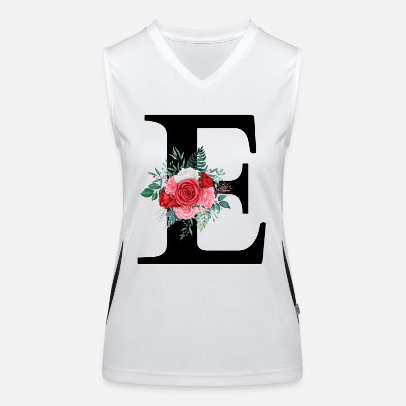 Red Floral Letter E Women's Functional Contrast Tank Top