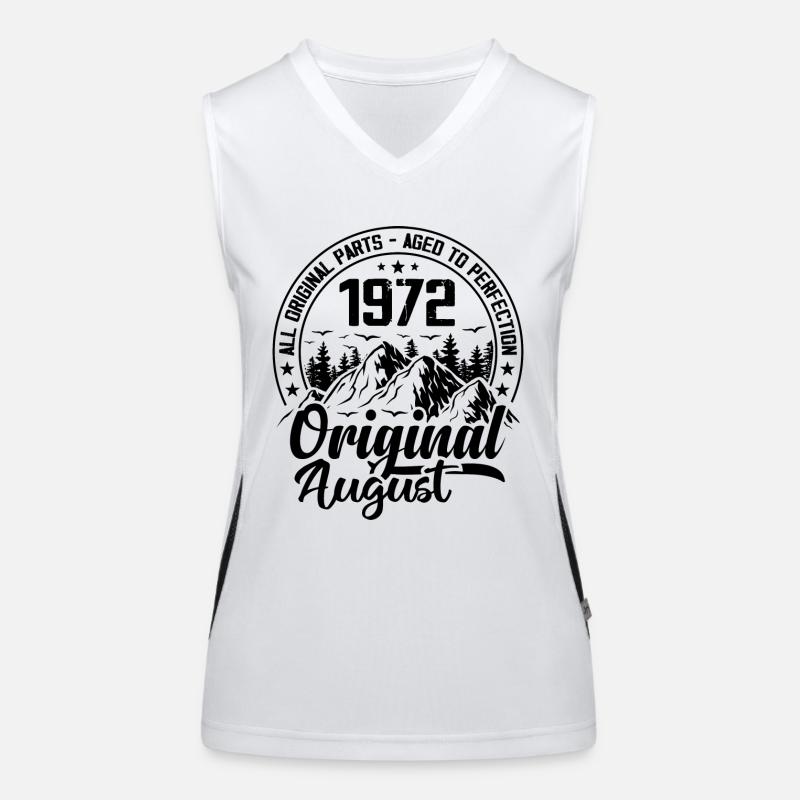 1972 August Original: 52 Years Anniversary Gift Women's Functional Contrast Tank Top