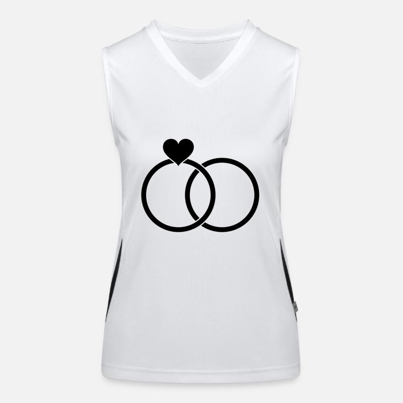 Ringe Herz Verlobung Hochzeit Liebe Geschenk Funktionelles Kontrast-Tank Top für Frauen