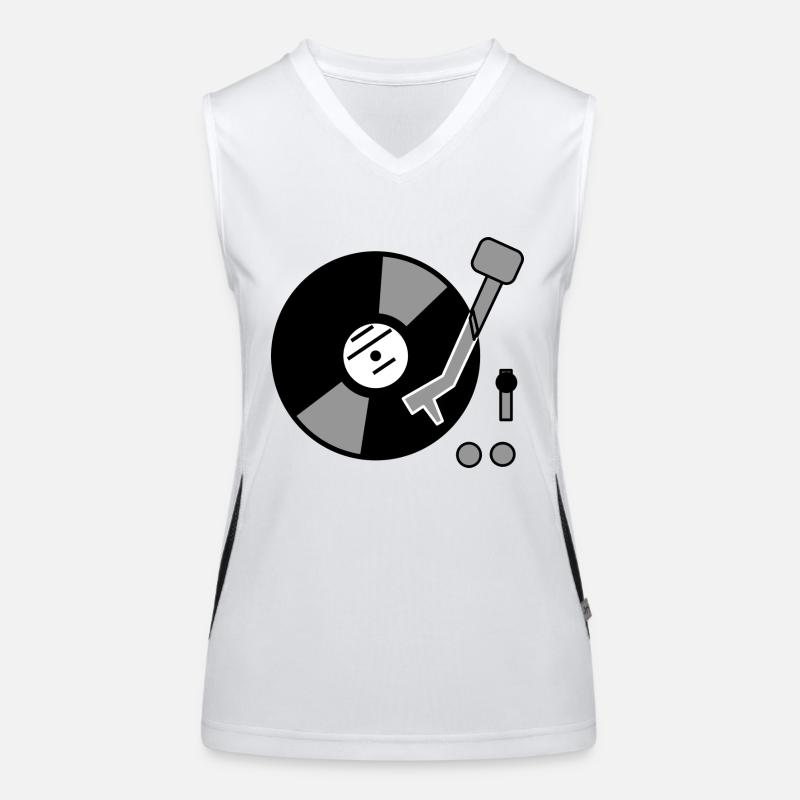 DJ Turntable Geschenkidee Vinyl Schallplatte Musik Funktionelles Kontrast-Tank Top für Frauen