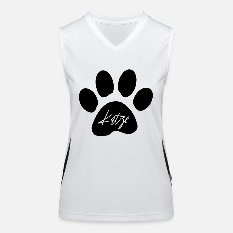 Katzen Pfoten Logo als Geschenkidee Funktionelles Kontrast-Tank Top für Frauen