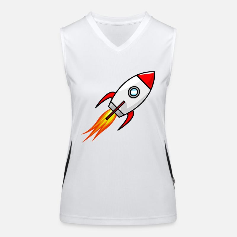 Rocket Rocket Space Shuttle UFO Spacecraft Moon Women's Functional Contrast Tank Top