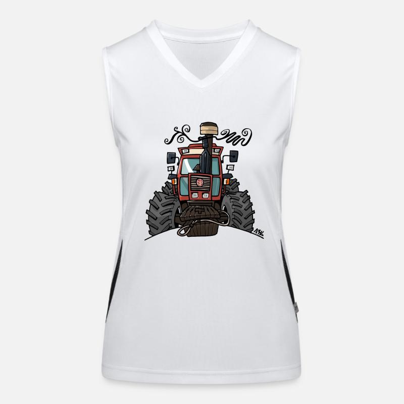 0449 Brown tractor Women's Functional Contrast Tank Top