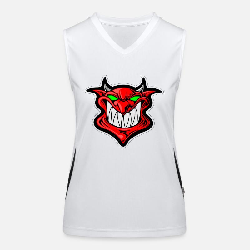 Teufel Teuflisch Dämon Demon Dämonisch Icon Kopf Funktionelles Kontrast-Tank Top für Frauen