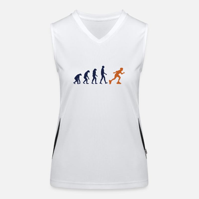 Skater Evolution Retro Rollschuhfahren Entwicklung Funktionelles Kontrast-Tank Top für Frauen