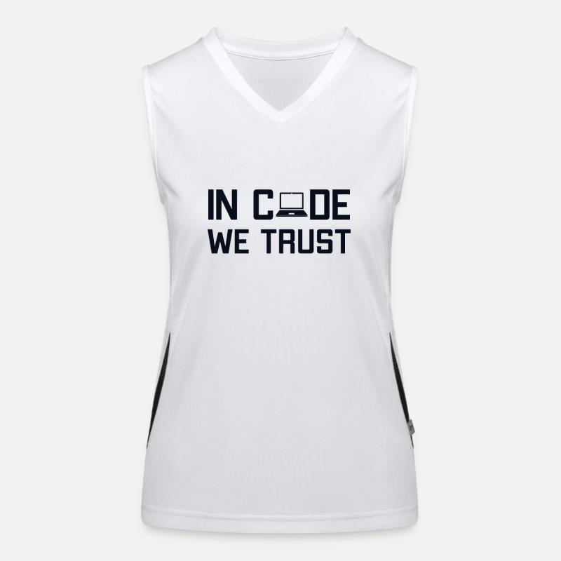 In Code We Trust Softwareingenieur Developer Funktionelles Kontrast-Tank Top für Frauen