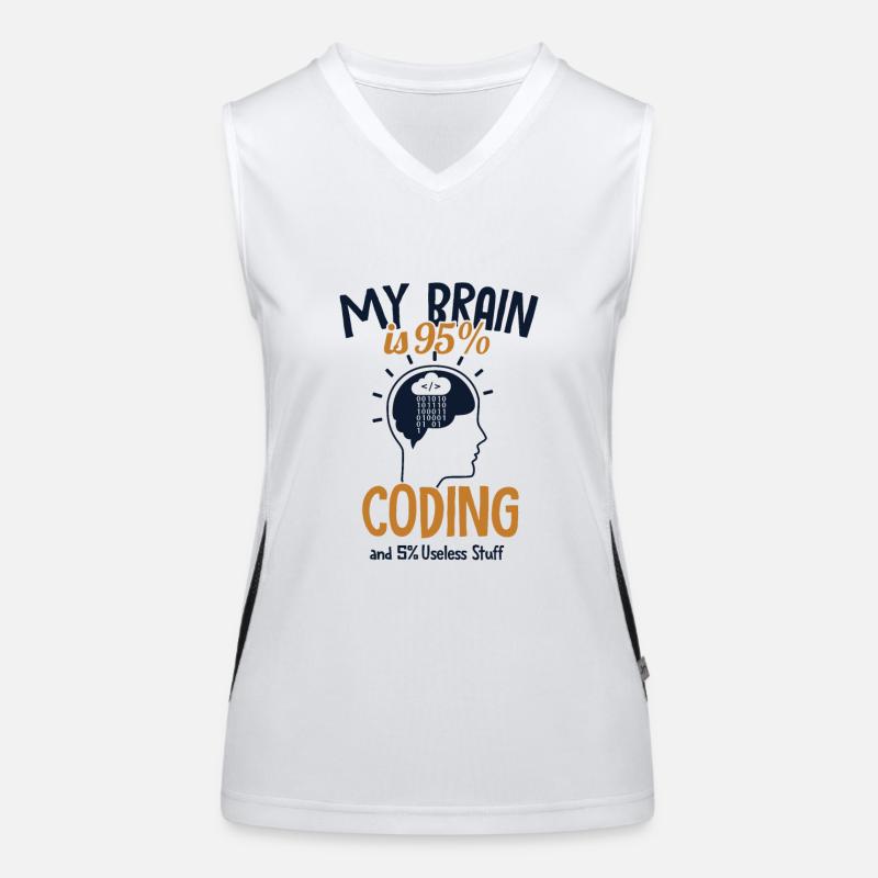 Mon cerveau est composé à 95% de codage Ingénieur Débardeur respirant contrasté Femme