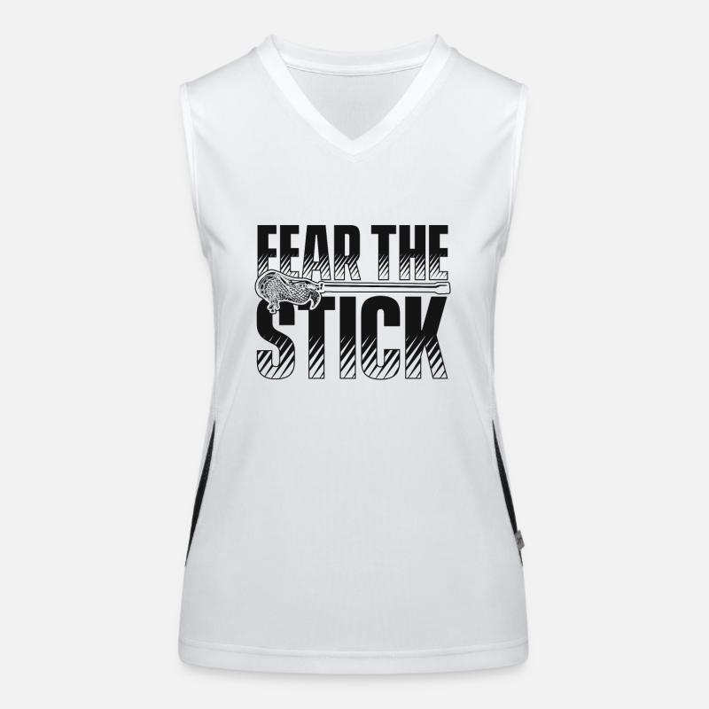 Fear The Stick Intercrosse Lax Player Polo Crosse Débardeur respirant contrasté Femme