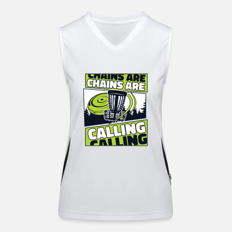 Chains Are Calling Korb Scheibe Disc Golfer Funktionelles Kontrast-Tank Top für Frauen