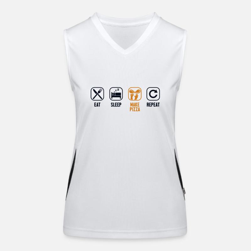 Eat Sleep Make Pizza Repeat Pizza Pizzablech Funktionelles Kontrast-Tank Top für Frauen