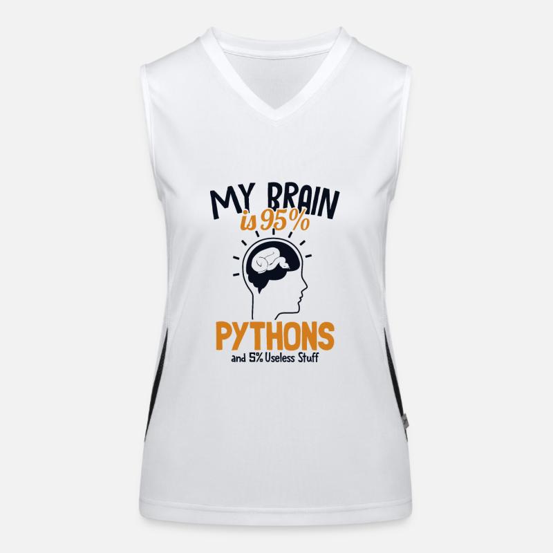Mon cerveau est composé à 95% de pythons Python Snake Banana Débardeur respirant contrasté Femme