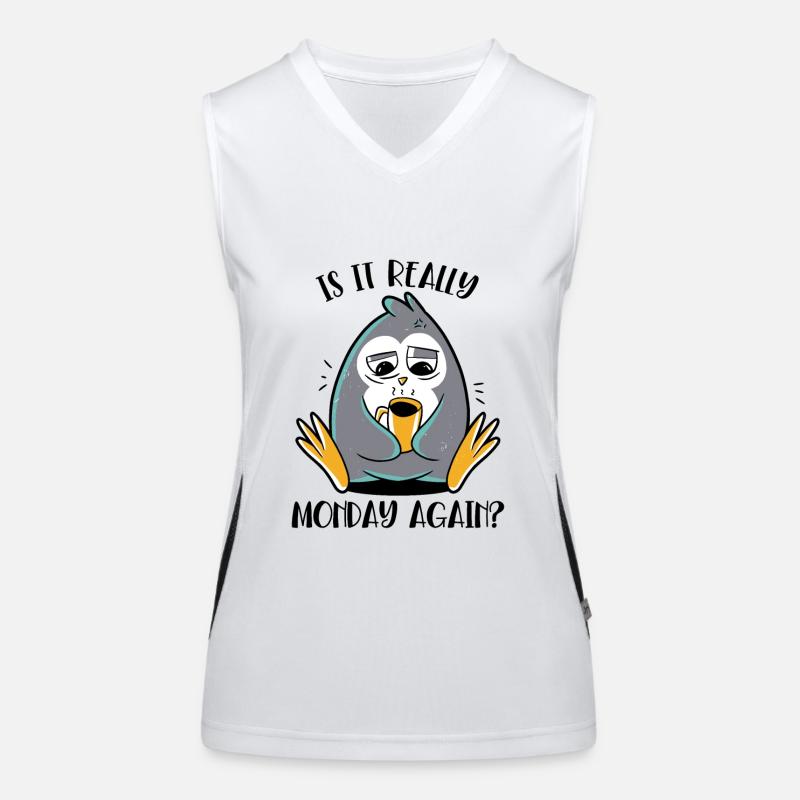 Is It Really Monday Again Seevogel Königspinguin Funktionelles Kontrast-Tank Top für Frauen