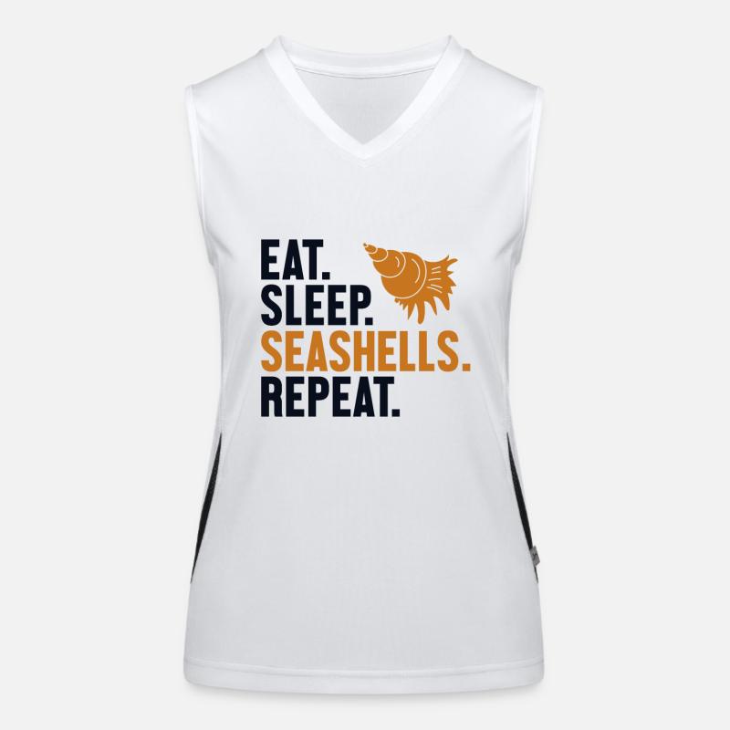 Eat Sleep Seashells Repeat Shell Hunter Seashell Funktionelles Kontrast-Tank Top für Frauen