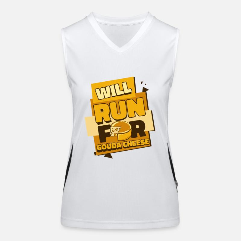 Will Run For Gouda Cheese Queso Cheesemonger Women's Functional Contrast Tank Top