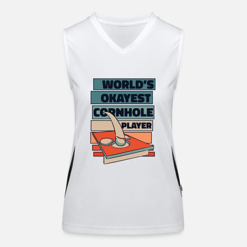 Die okaysten Cornhole Player Spielbretter der Welt Funktionelles Kontrast-Tank Top für Frauen