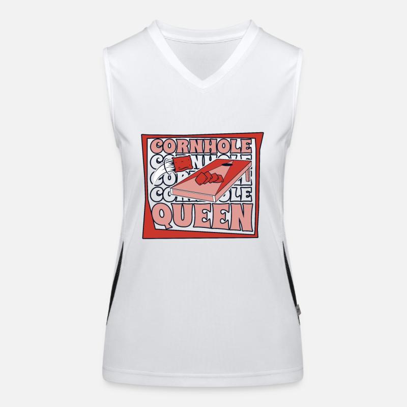 Cornhole Queen Spielbretter Sitzsack Profi Funktionelles Kontrast-Tank Top für Frauen