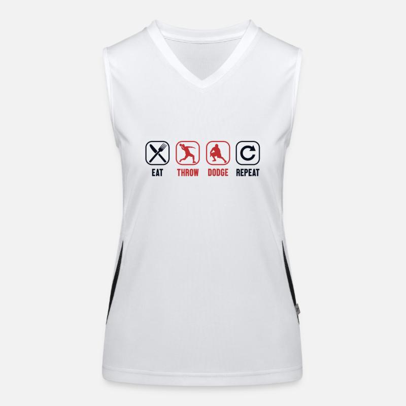 Eat Throw Repeat Prisonball Team Game Women's Functional Contrast Tank Top