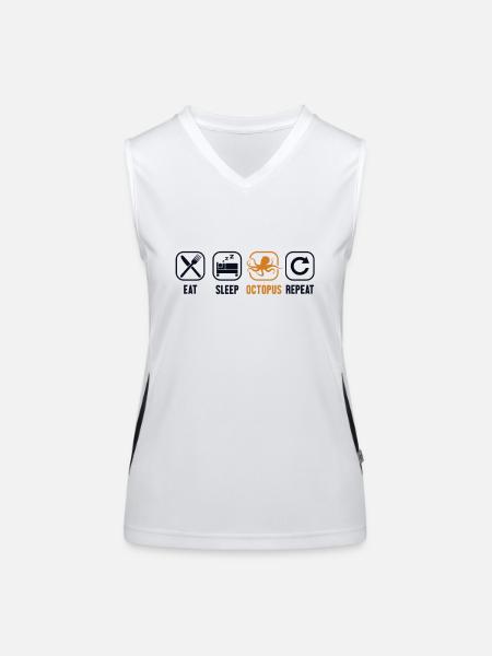 Eat Sleep Octopus Repeat Octopodes Octopoda Lover - Women's Functional Contrast Tank Top - white/black - Front