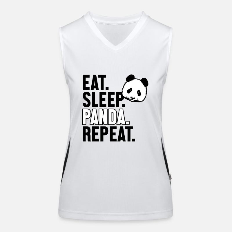 Manger Dormir Panda Répéter Panda Ours Ami Géant Débardeur respirant contrasté Femme