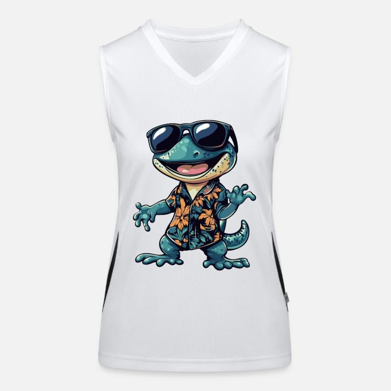 Echse Comic Lustig Sommer Funktionelles Kontrast-Tank Top für Frauen