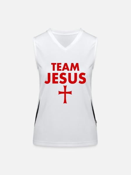 Team jesus cross - Women's Functional Contrast Tank Top - white/black - Front