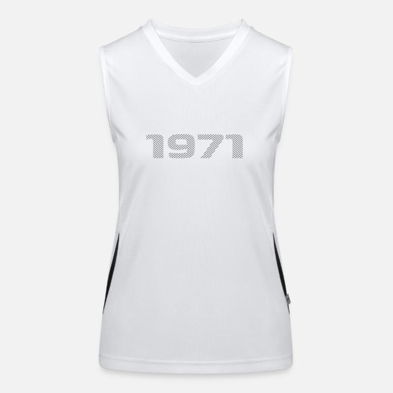 Geboren 1971 Retro Stripe Modernes Geburtstagsdesign Funktionelles Kontrast-Tank Top für Frauen