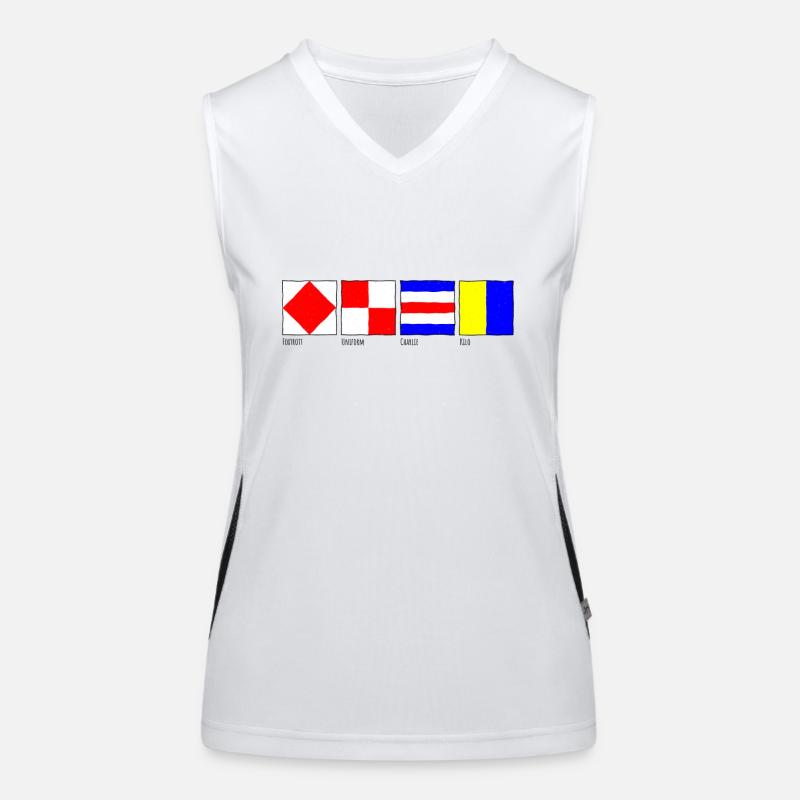 FoxtrottUniformCharlieKilo Descriptive Black Funktionelles Kontrast-Tank Top für Frauen