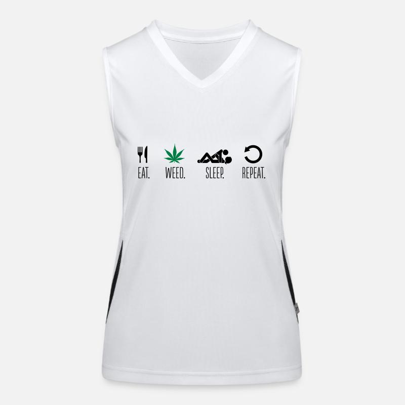 Cannabis Eat Sleep Weed Repeat Weed Marijuana Women's Functional Contrast Tank Top