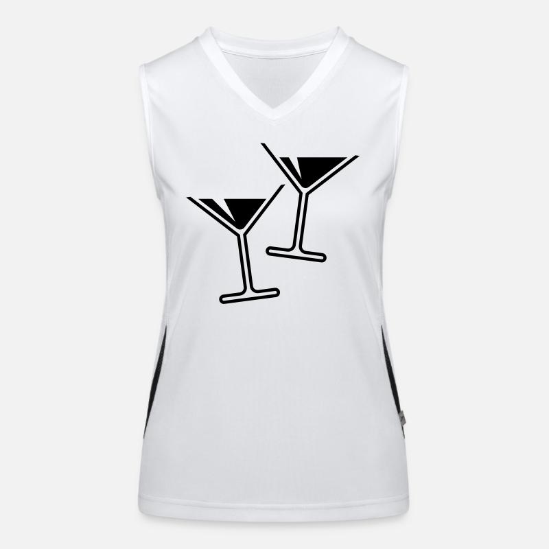 2 verres à cocktail / cocktail / martini – (noir) Débardeur respirant contrasté Femme