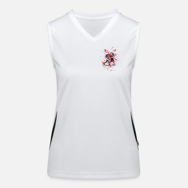Red Runs and Splashes Funktionelles Kontrast-Tank Top für Frauen