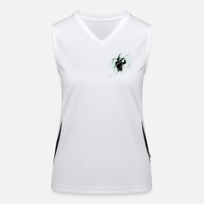 Golfer silhouette with green spots Women's Functional Contrast Tank Top