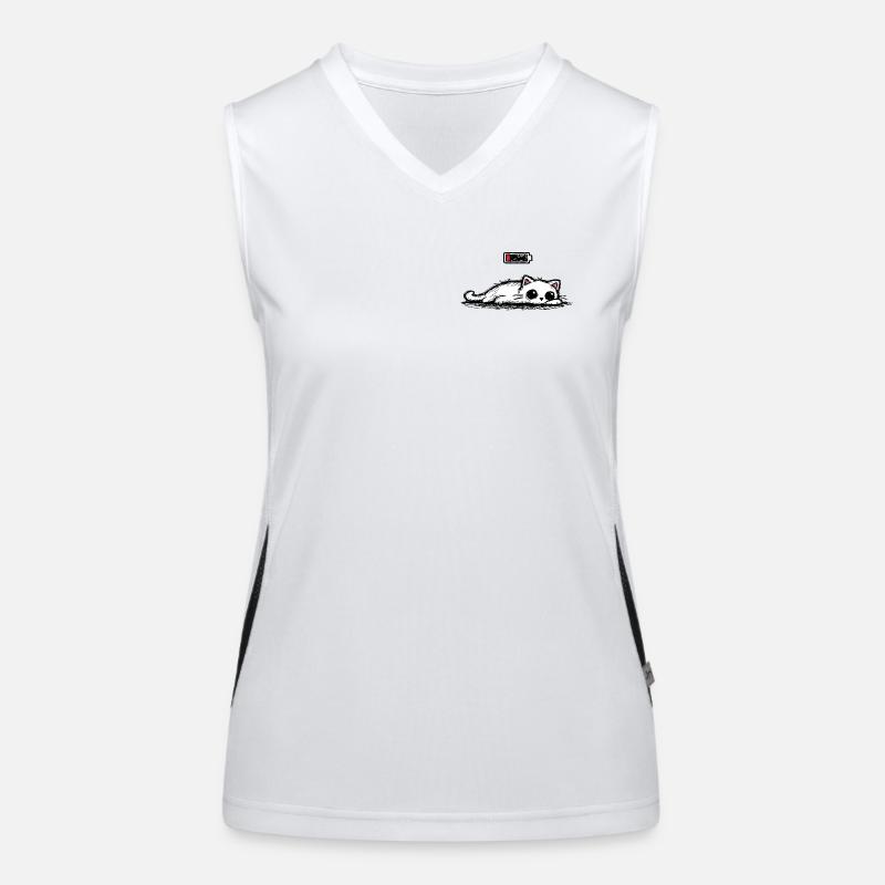 Battery low – Süße Katze Minimal Statement Funktionelles Kontrast-Tank Top für Frauen