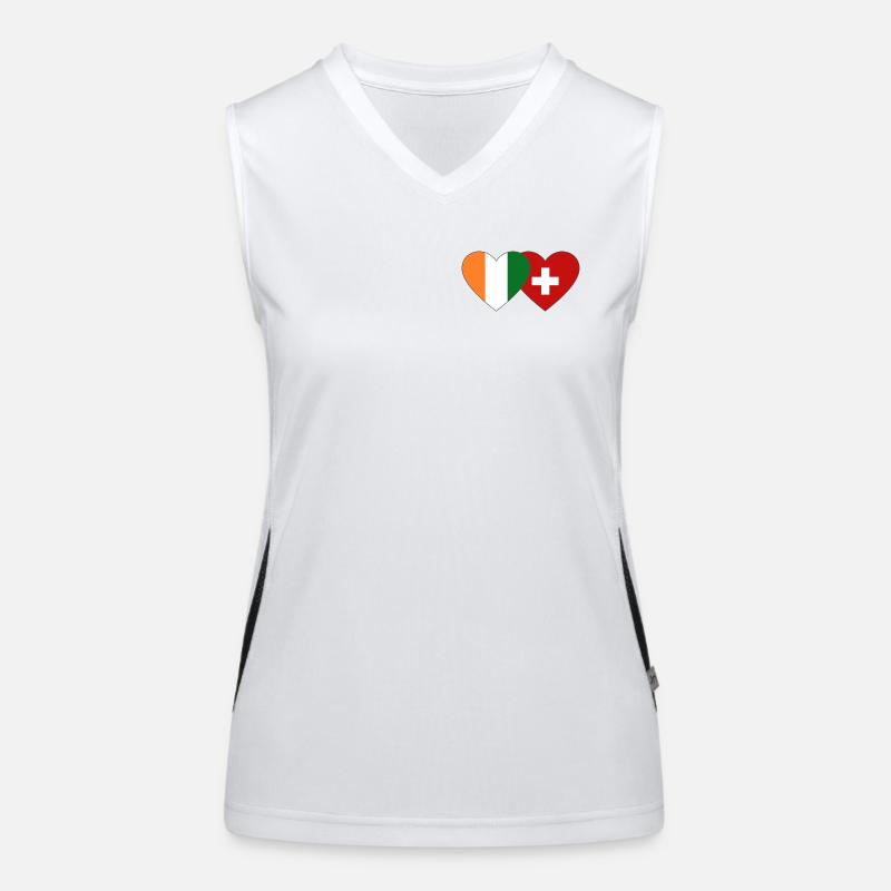 Elfenbeinküste Schweiz Flagge Herz Funktionelles Kontrast-Tank Top für Frauen