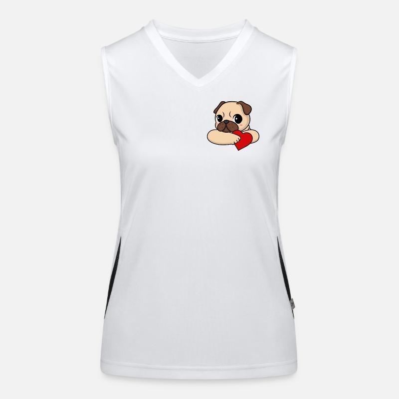 Mops mit Herz Funktionelles Kontrast-Tank Top für Frauen