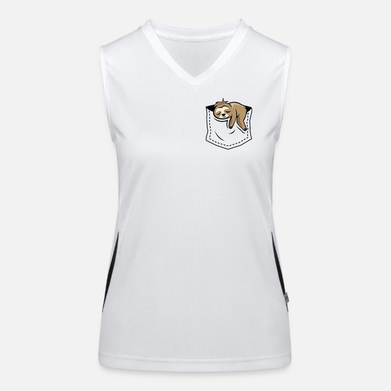 Sloth in breast pocket funny animals comic icon Women's Functional Contrast Tank Top