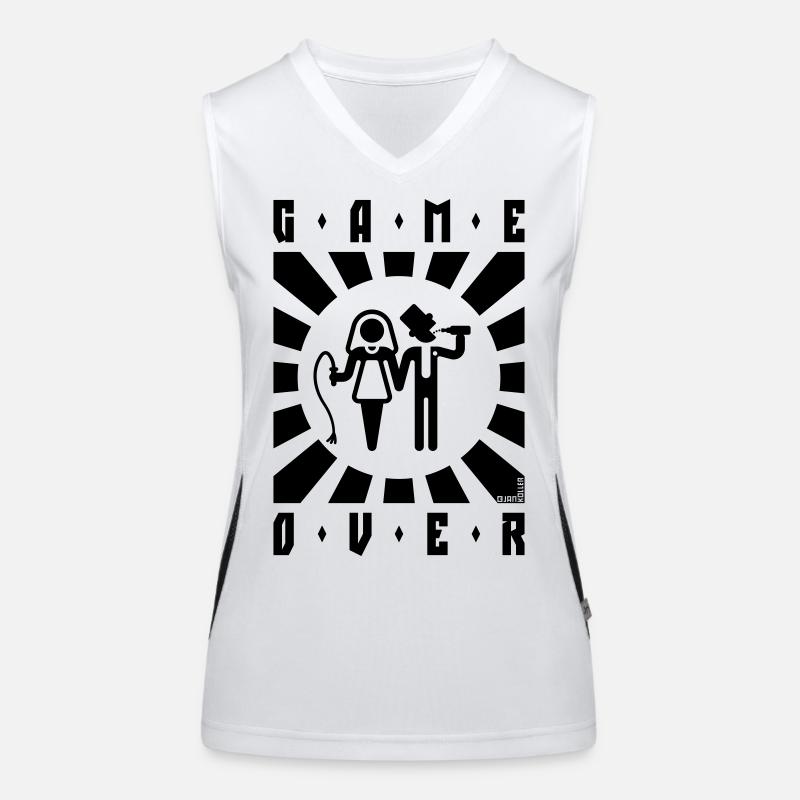 Game Over (Whip / Beer / Stag Party / Rays / B) - Women's Functional Contrast Tank Top - white/black