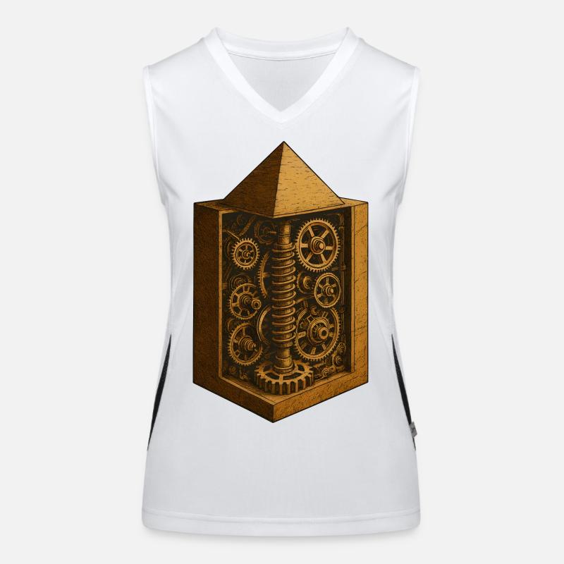 Pyramide von Chephren | Antike Getriebemechanik-Kunst Funktionelles Kontrast-Tank Top für Frauen