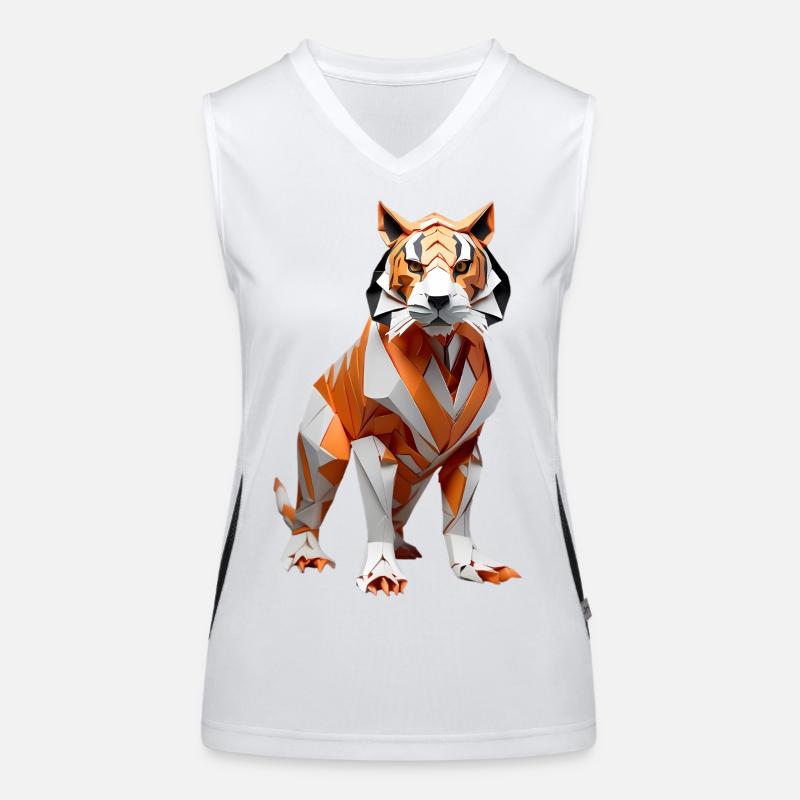 Geometric Low-Poly Tiger Women's Functional Contrast Tank Top