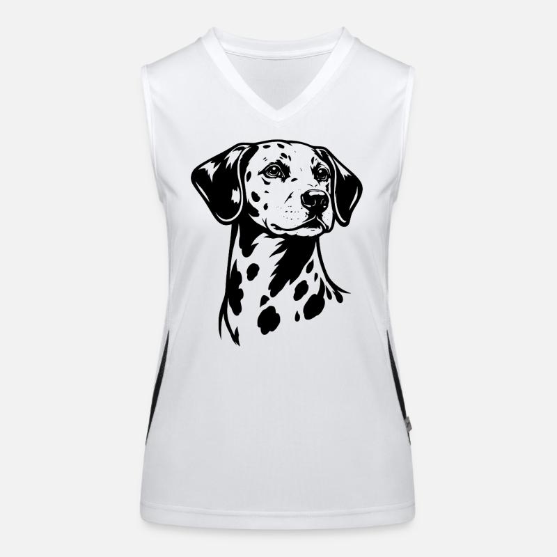 Dalmatiner Portrait Schwarz Funktionelles Kontrast-Tank Top für Frauen