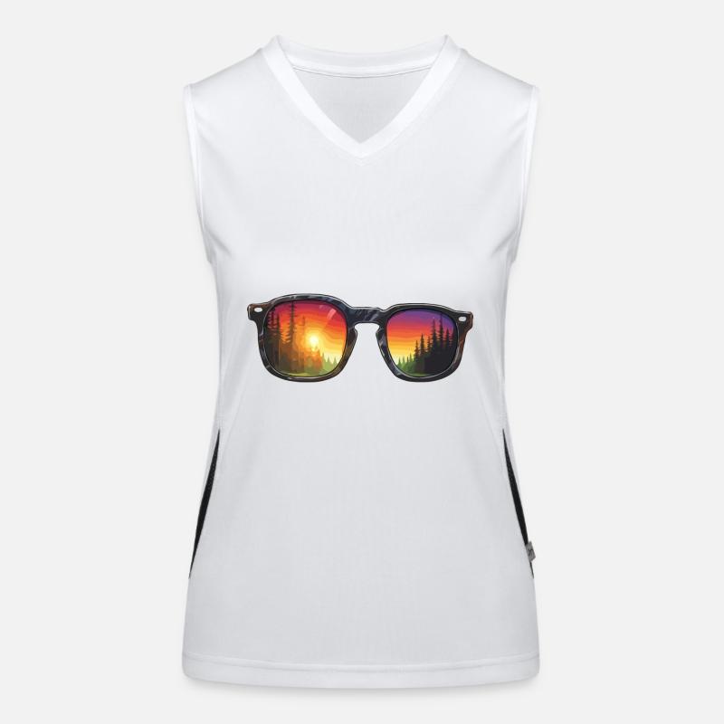 Sonnenbrille / Reflektion / Wald / Spiegelung Funktionelles Kontrast-Tank Top für Frauen