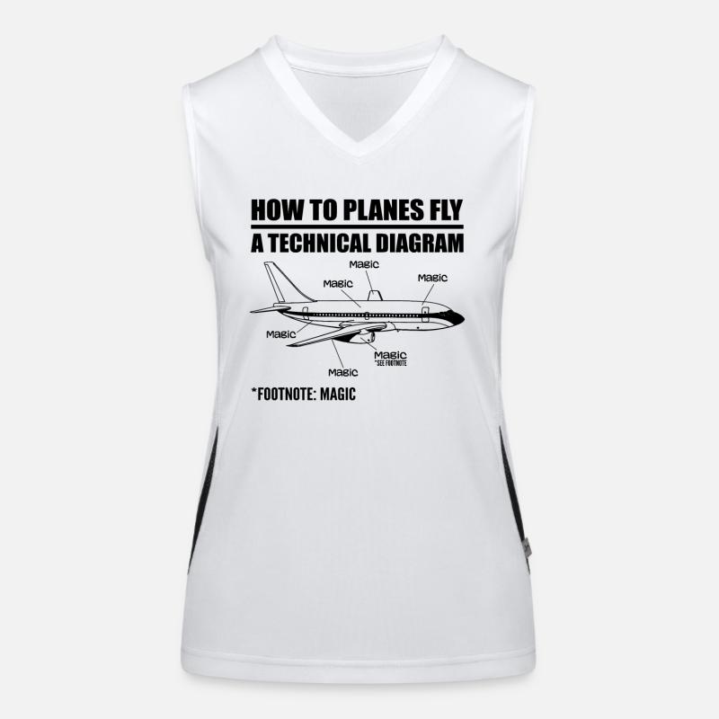 How Planes Fly Funny Aviation Engineer Pilot Airpl Débardeur respirant contrasté Femme