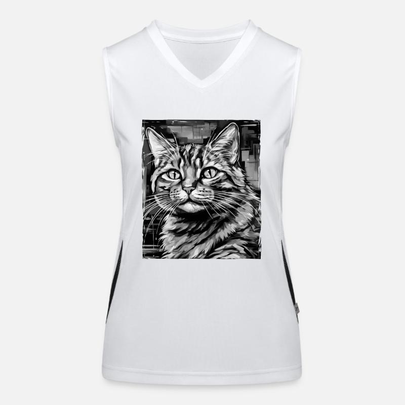 Katze Porträt Funktionelles Kontrast-Tank Top für Frauen