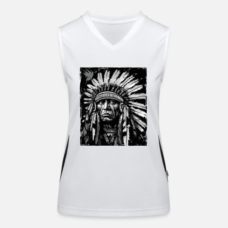 Crâne de chef indien Apache Débardeur respirant contrasté Femme