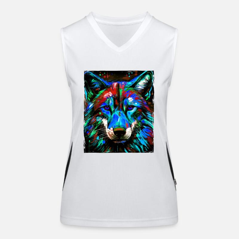 Wolf Porträt Funktionelles Kontrast-Tank Top für Frauen