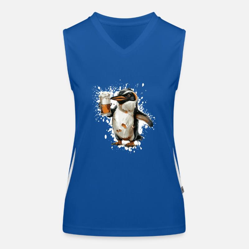 Pinguin Bier Lustig Funktionelles Kontrast-Tank Top für Frauen