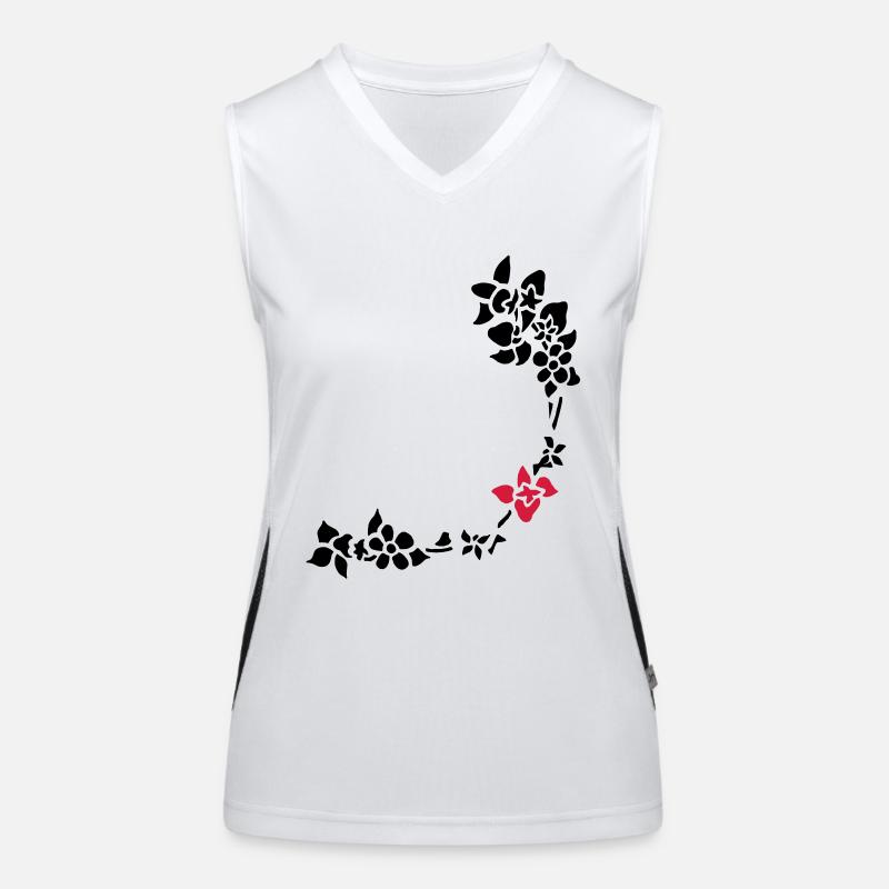 flower around right corner Women's Functional Contrast Tank Top